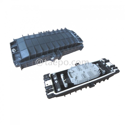 Fiber optic splice closure (FOSC), horizontal type, mechanical sealing, 12 fibers, max 144 bunchy fibers