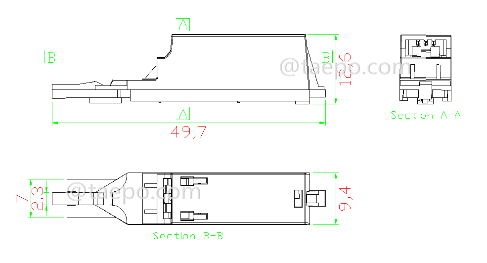  Drawing for 1 pair MDF protector for LSA module, against over-voltage over-current protection
