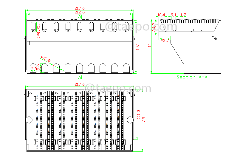 Drawing for 64 ports splitter terminal block