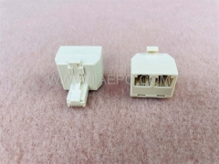 Rj11 male to Dual RJ11 female 6P4C wall jack telephone line splitter Duplex adapter