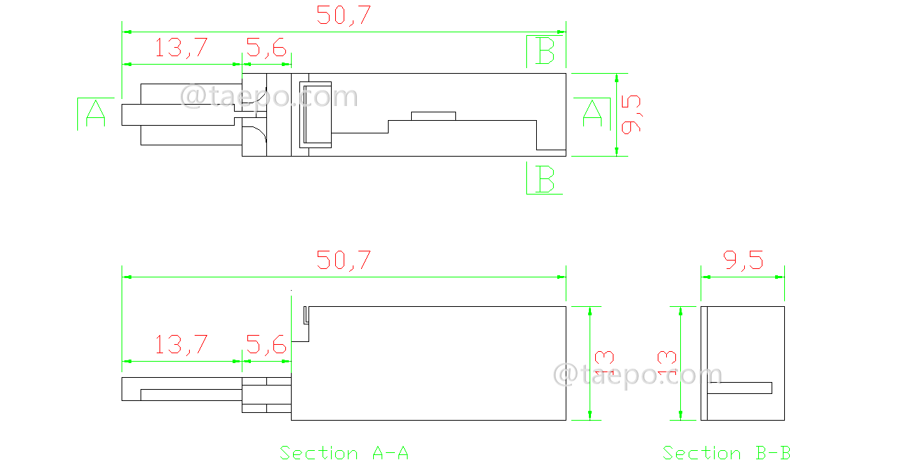 Drawing for 1 pair MDF protector for LSA module