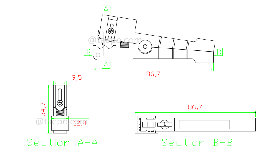 Drawing for Cable stripping tool for coaxial, fiber and flexiable power cable