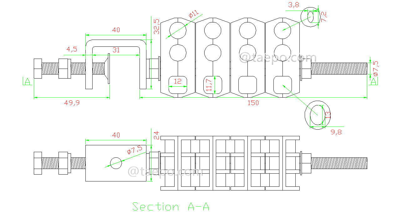 Drawing for FIBER CLAMP 4 LEVEL, 8 FIBER