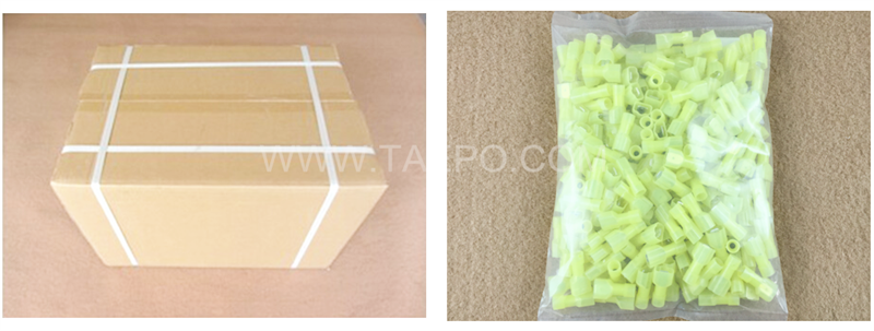 Packing picture for 953T nylon terminal, 1-wire, AWG14-12 conductor, yellow, for 953 tap connector