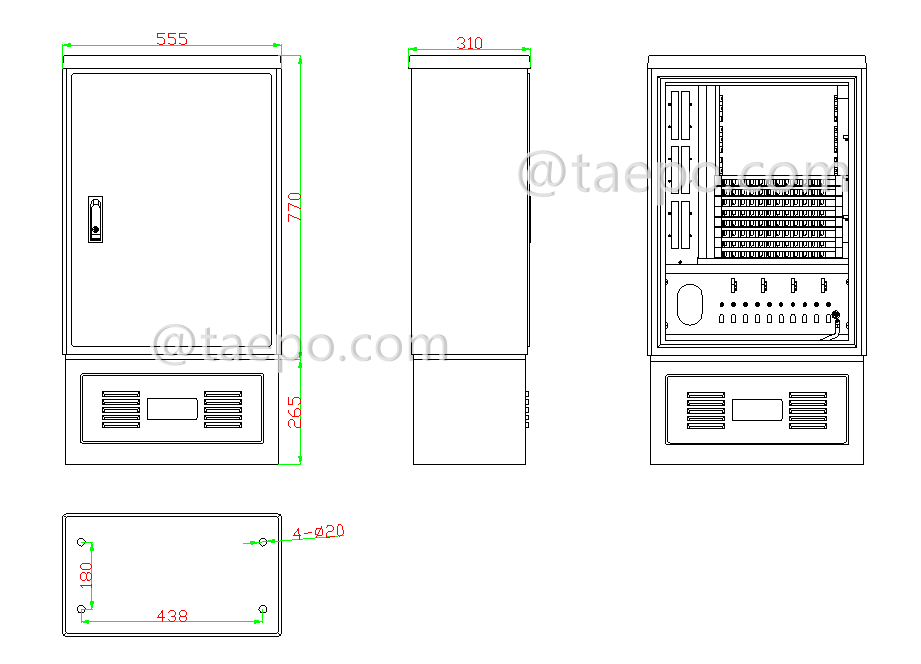 Drawing for Fiber optic splitter, PLC, plastic case, G657A, 1x16, 2mm loose tube, 1m, with SC/APC connector