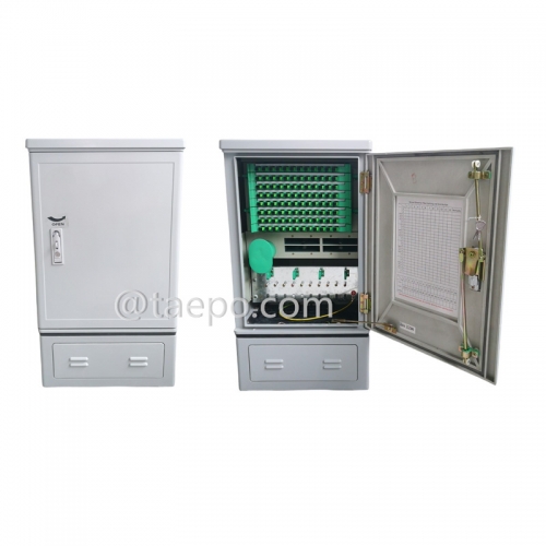 Outdoor SMC fiber street cabinet, SC, 96 fibers, single-sided, single door, plastic case splitter type, with 4 plastic case slots