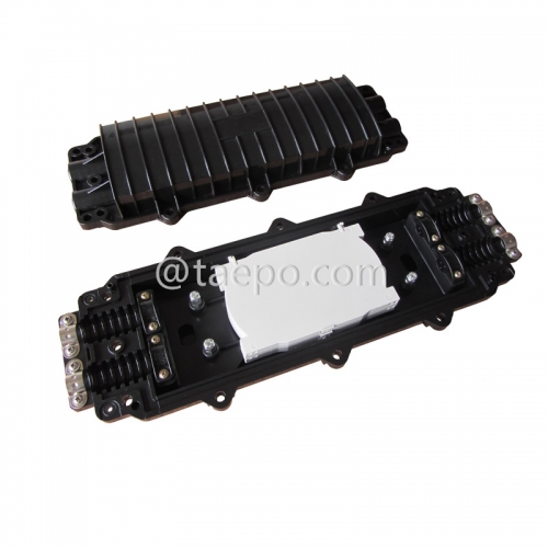 Fiber optic splice closure (FOSC), horizontal type, mechanical sealing, 48 fibers