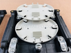 Fiber optic splice closure (FOSC), horizontal type, mechanical sealing, 24 fibers, max 24 bunchy fibers