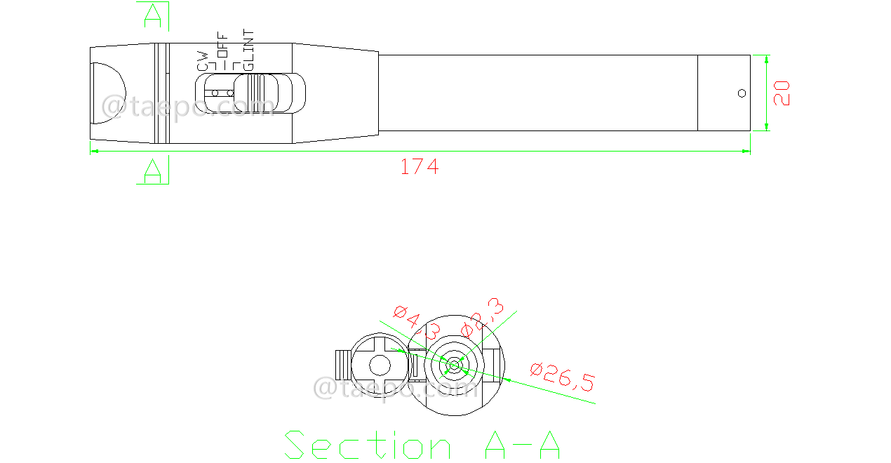  Drawing for Visual fault locator, 5mW, 5KM