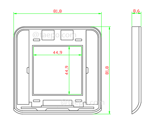 Drawing for Faceplate frame, 80x80mm, French style