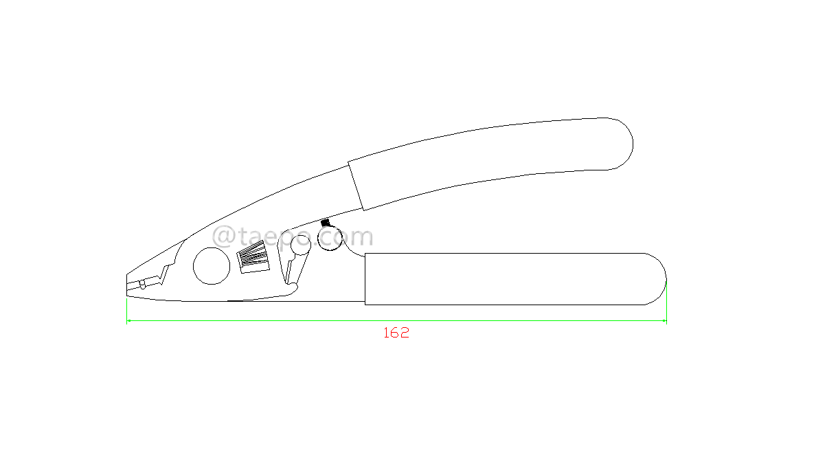 Drawing for Fiber optic cable stripper, for stripping 125um fiber with 250um buffer coating and loose tube, 2 holes