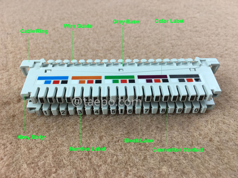 illustration for 10 pairs LSA connection module with color label 