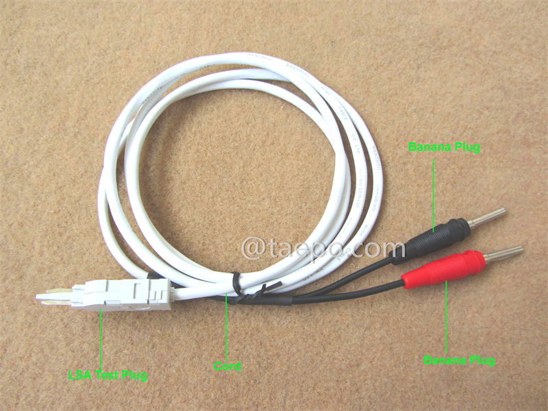 illustration for 2-pole test cord, LSA test plug to banana plug
