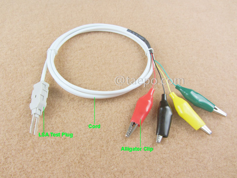 illustration for 4-pole test cord, LSA test plug to alligator clip , 1.5m