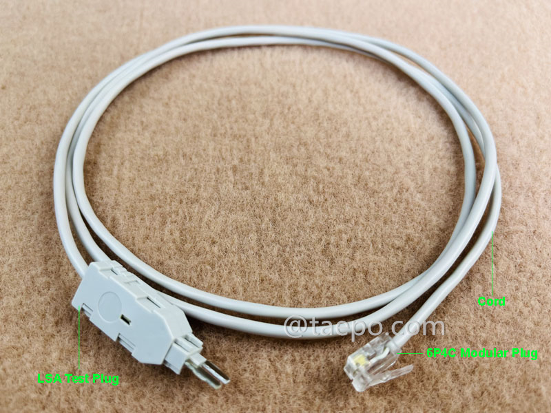 illustration for 4-pole test cord, LSA test plug to 6P4C modular plug, 1.5m