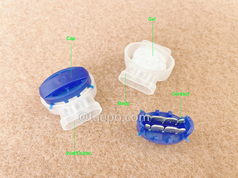 illustration for 314 self-stripping electrical connector, 3-wire, AWG22-14 conductor, max insulation 3.8mm, dual pins, gel filled