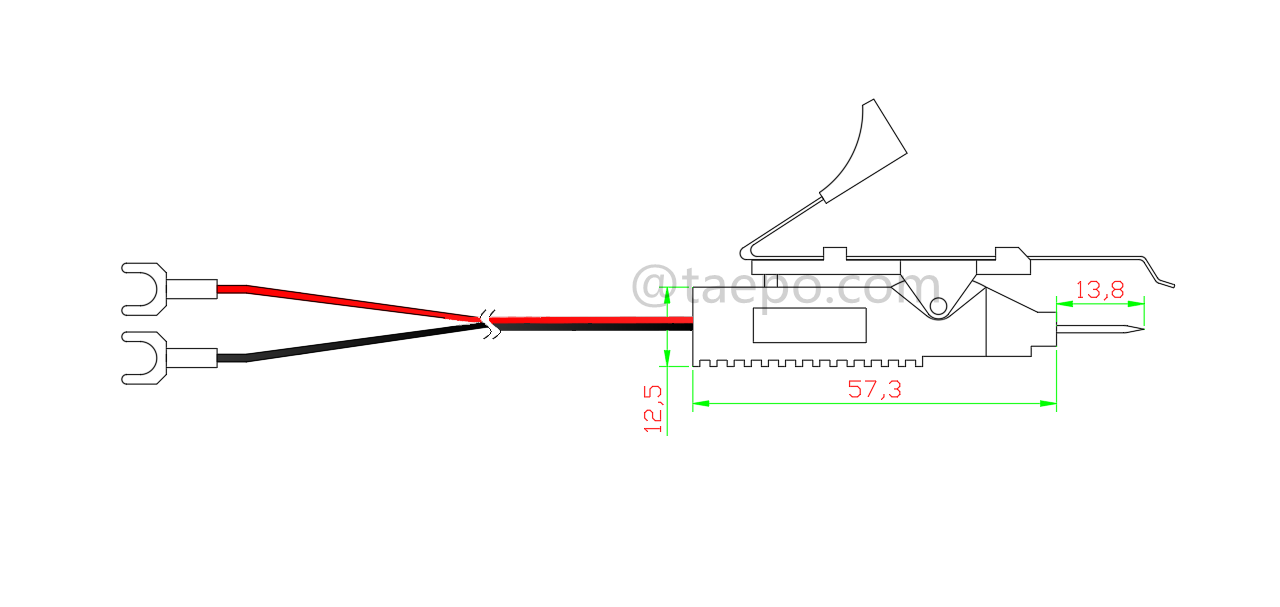 drawing for 2-pole test cord for splicing module, test plug to screw terminal
