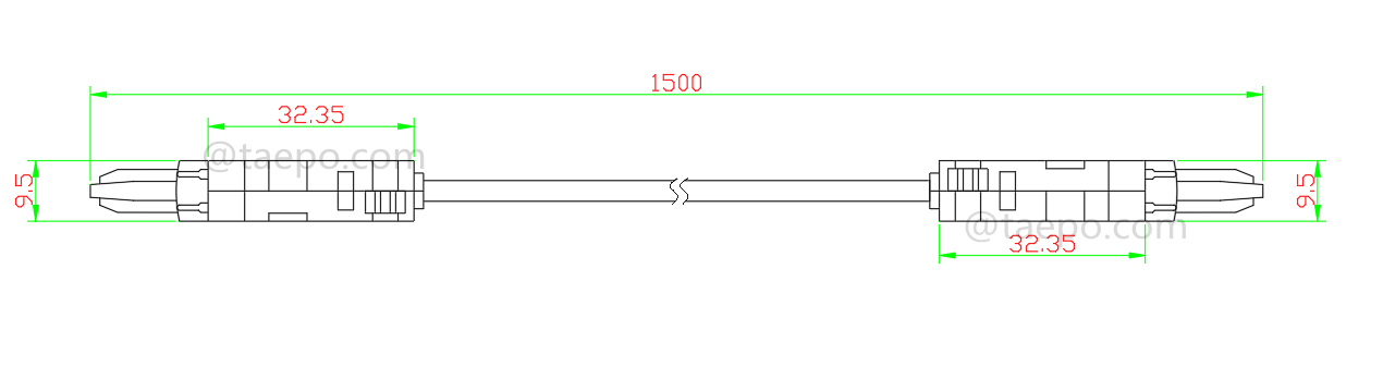 drawing for 2-pole connection cord, LSA test plug to LSA test plug