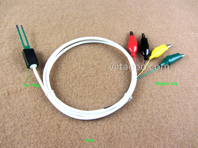 Illustration for 4-pole SM test cord, with test plug to alligator clip for MDF disconnection block 71 #TP-1401-100, 1.5m