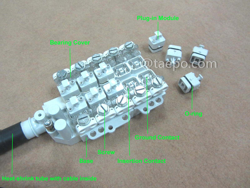 Illustration for 10 pair dropwire STUB terminal block with 3m cable, without protection, grease filled