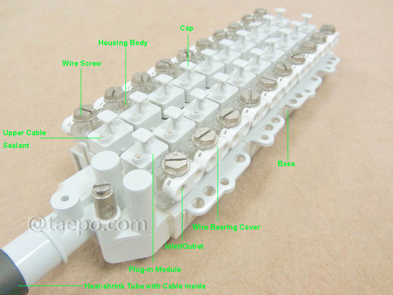 Illustration for 20 pair dropwire STUB terminal block with 3m cable, without protection, grease filled