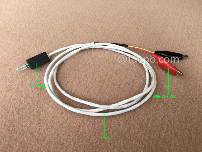 Illustration for 2-pole NT connection cord, test plug to alligator clip, 1.5m