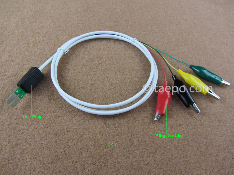 Illustration for 4-pole HW test cord, test plug to alligator clip, 1.5m