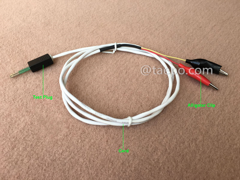 Illustration for 2-pole BRCP connection cord, test plug to alligator clip, 1.5m