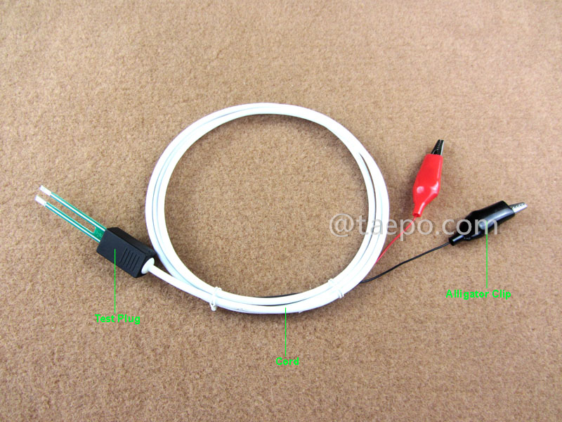 Illustration for 2-pole SM test cord, with test plug to alligator clip for MDF disconnection block 71 #TP-1401-100, 1.5m