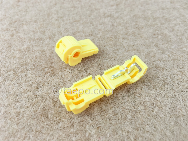 953 self-stripping electrical tap connectors, 1-wire, AWG14-12 conductor, single pin, yellow