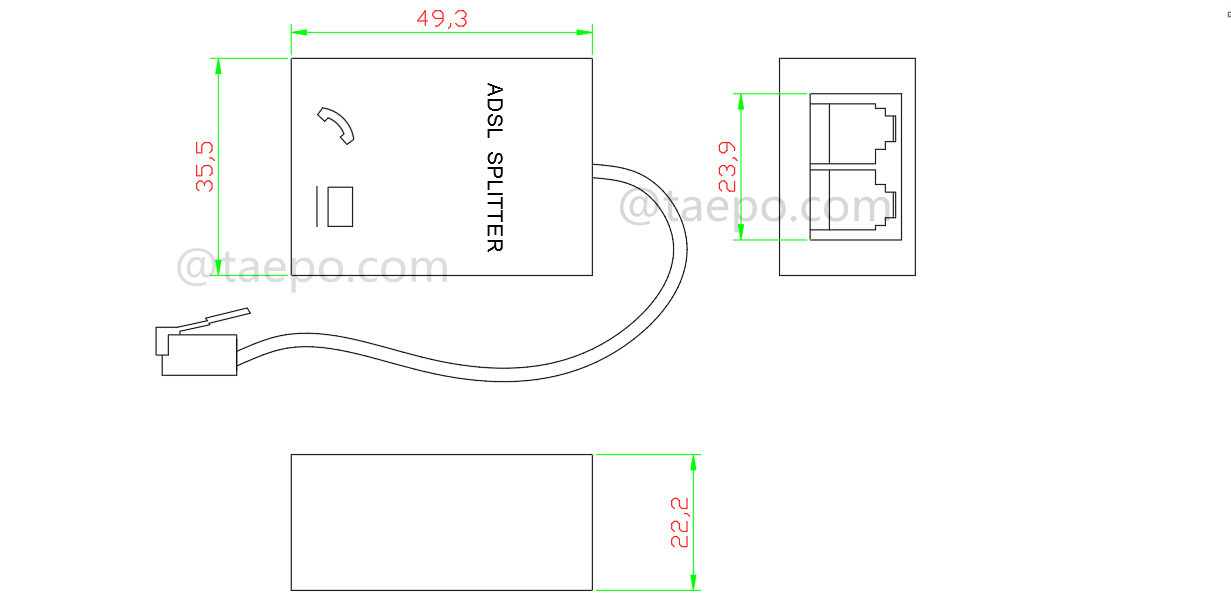 Drawing for CPE ADSL splitter with cord