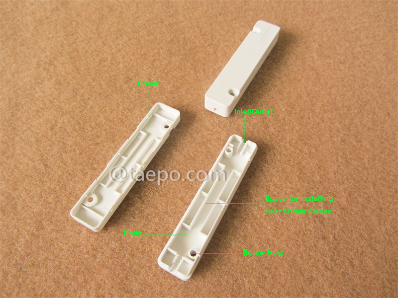 Illustration pictures for Drop cable splice box, 1 inlet 1 outlet