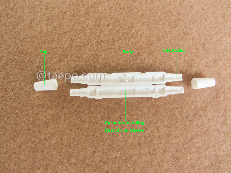 Illustration pictures for Drop cable splice box, 1 inlet 1 oulet