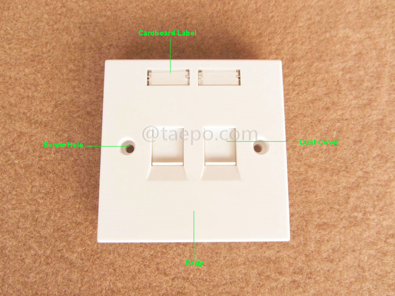 Illustration pictures for 2-port faceplate, 86x86mm, UK style
