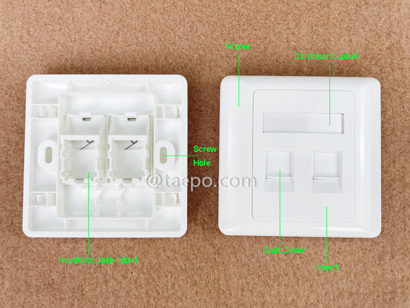 Illustration pictures for 2-port faceplate, 86x86mm, AP style