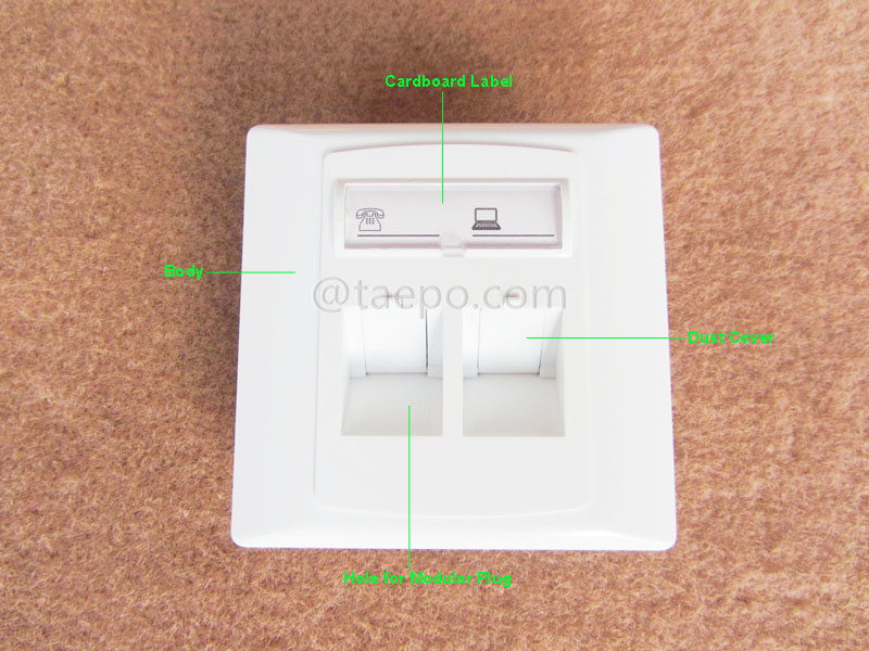 Illustration pictures for 2-port faceplate, 86x86mm, German style